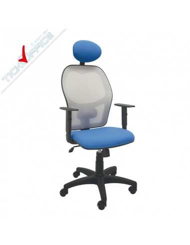 Poltrona Star schiena in rete con poggiatesta e braccioli regolabili struttura colore a scelta