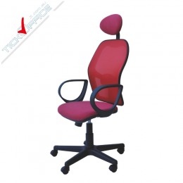 Poltrona Julia schiena in rete con poggiatesta e braccioli fissi struttura colore nero