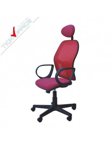 Poltrona Julia schiena in rete con poggiatesta e braccioli fissi struttura colore nero