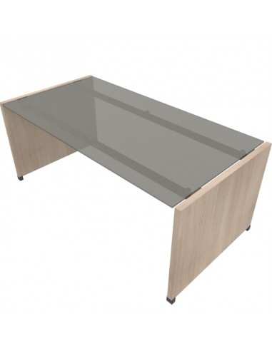 Scrivania con piano in vetro e gambe in legno Tower Evo