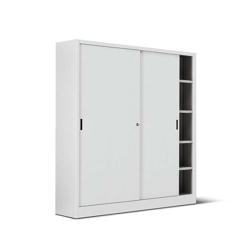 Armadio metallo ad ante scorrevoli 180x45x250H, 5+5 ripiani - Colore Bianco xxl big
