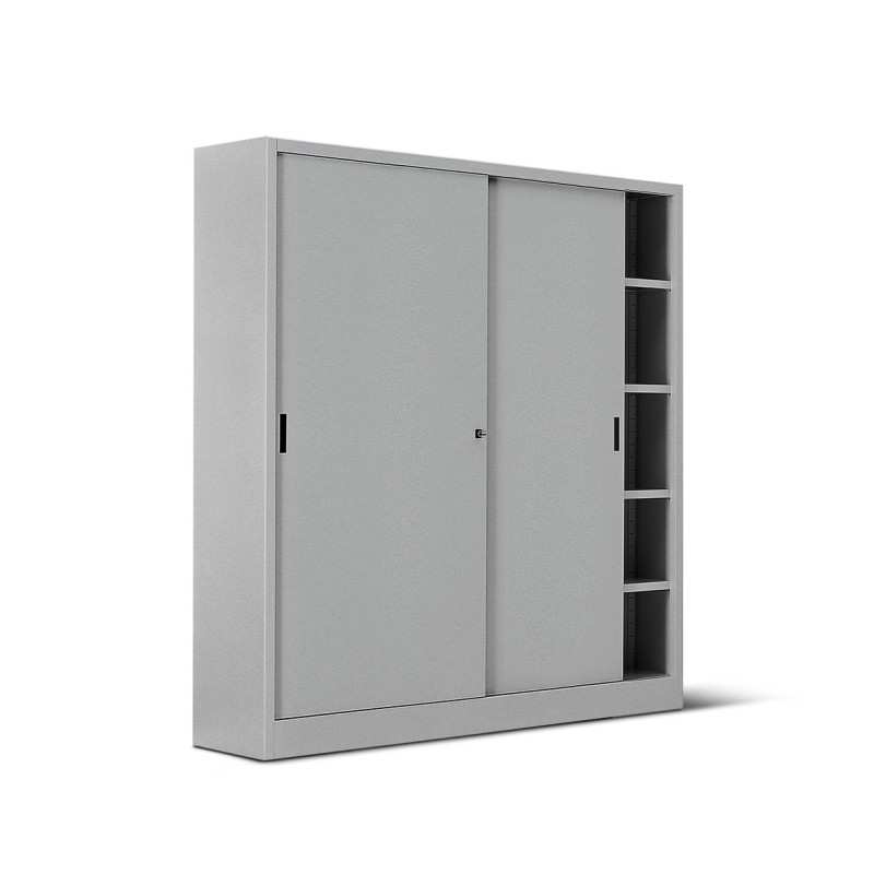 Armadio metallo ad ante scorrevoli 180x45x250H, 5+5 ripiani - Colore Grigio Chiaro big xxl