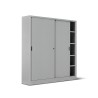 Armadio metallo ad ante scorrevoli 180x45x250H, 5+5 ripiani - Colore Grigio Chiaro big xxl