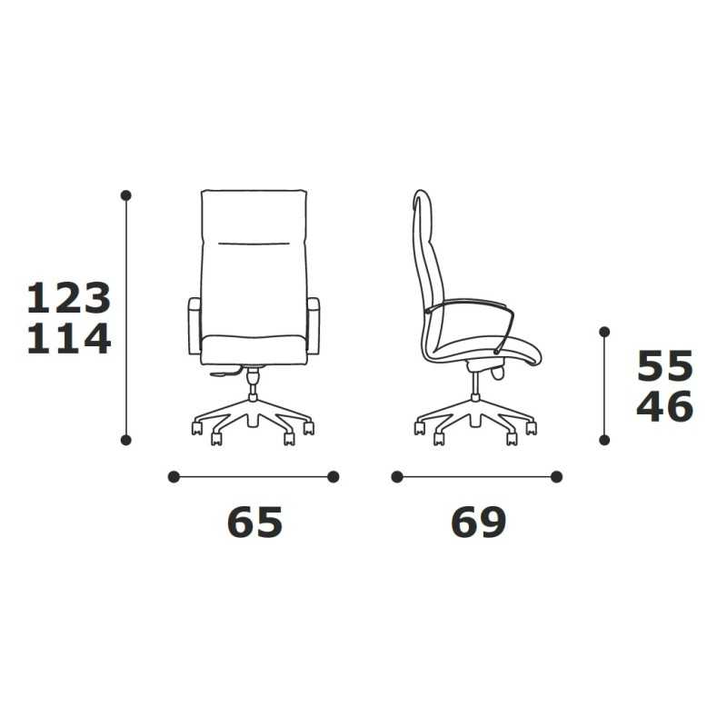 Poltrona direzionale FAST in ecopelle base in alluminio meccanismo 5 posizioni