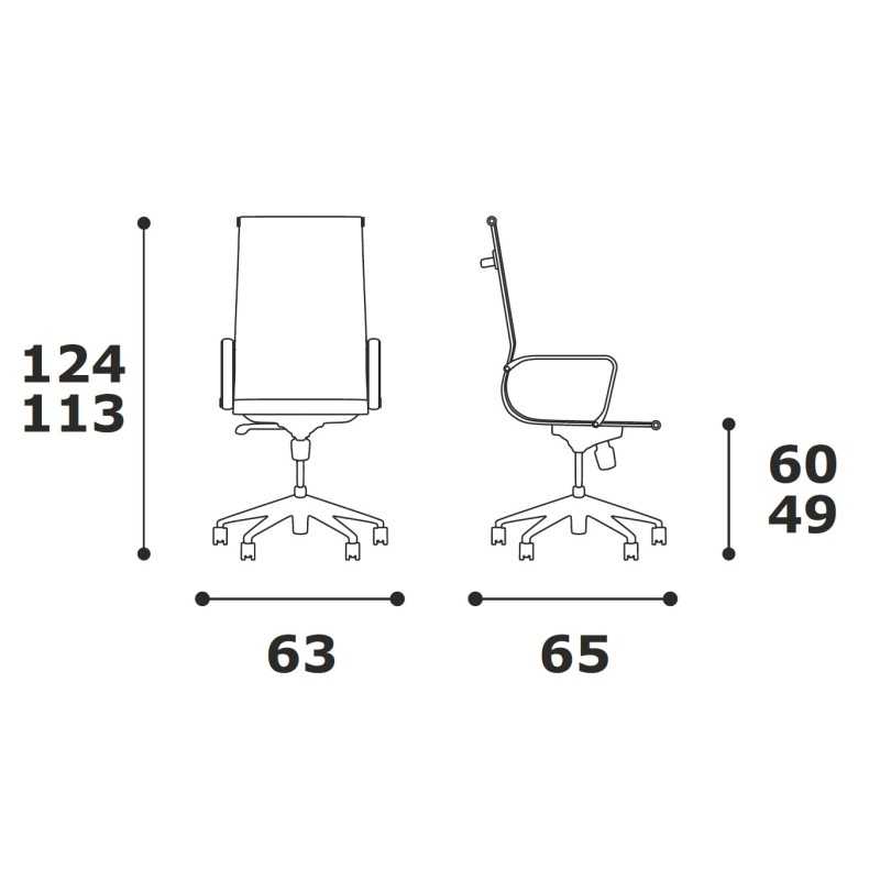 Poltrona direzionale CROMA con telaio e braccioli in acciaio cromato