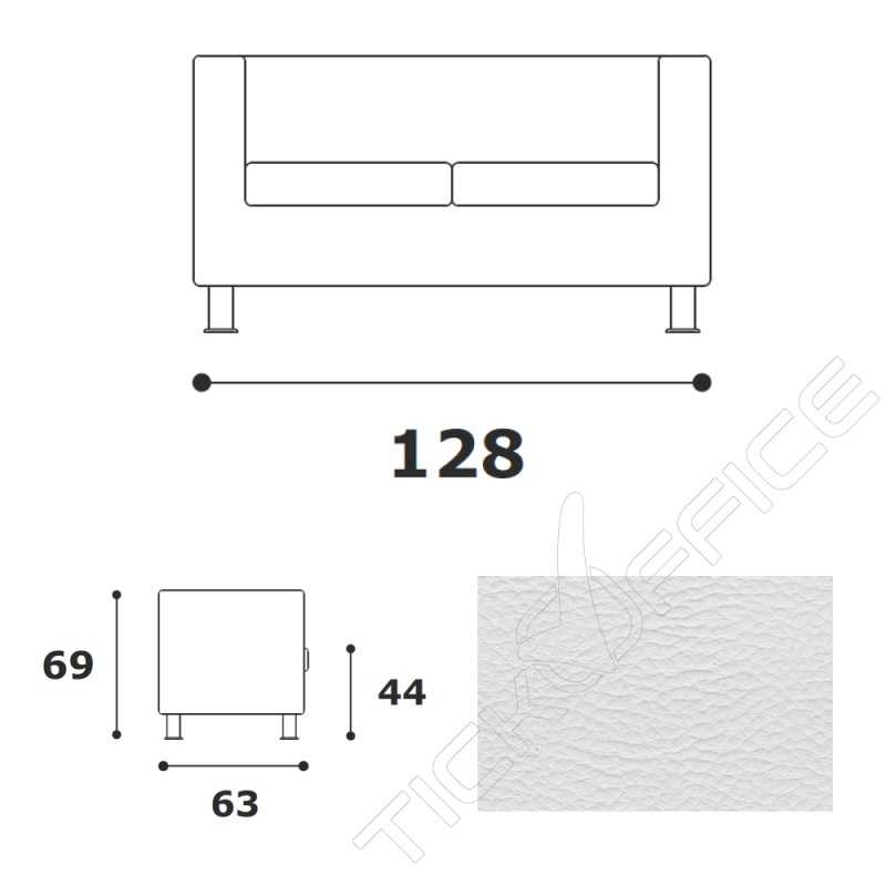 Divano 2 posti EASY con braccioli e piedi a cilindro