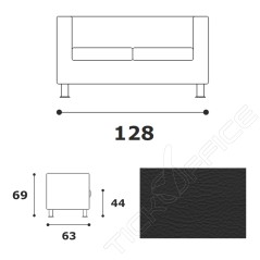 Divano 2 posti EASY con braccioli e piedi a cilindro