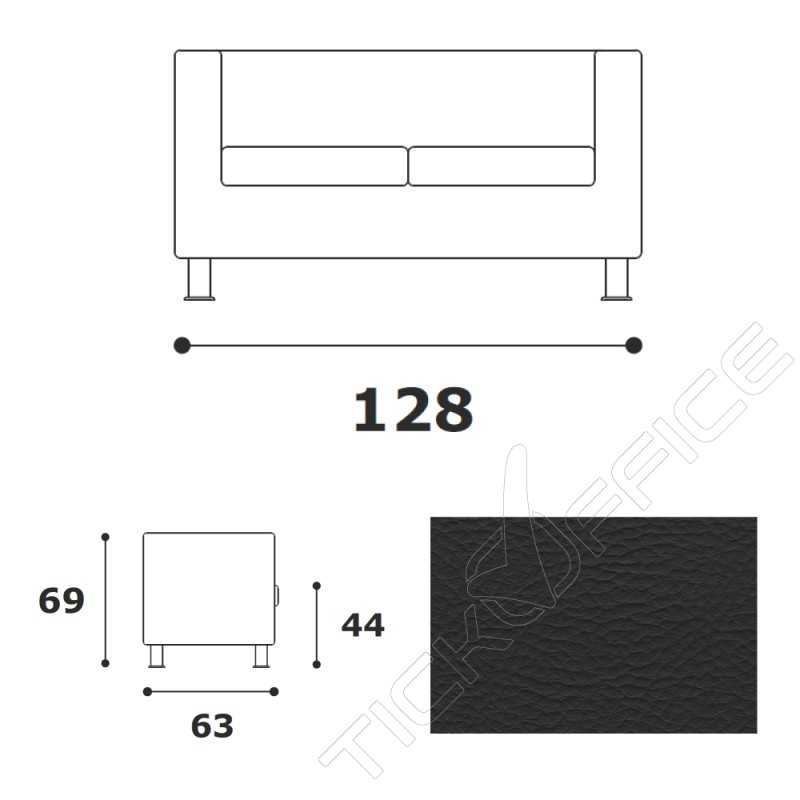 Divano 2 posti EASY con braccioli e piedi a cilindro