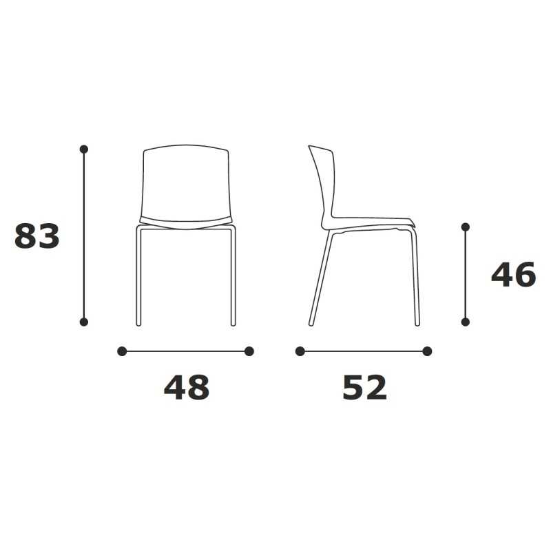 Sedia fissa impilabile NORA con monoscocca in polipropilene colorato