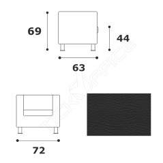 Poltrona 1 posto EASY con braccioli e piedi a cilindro
