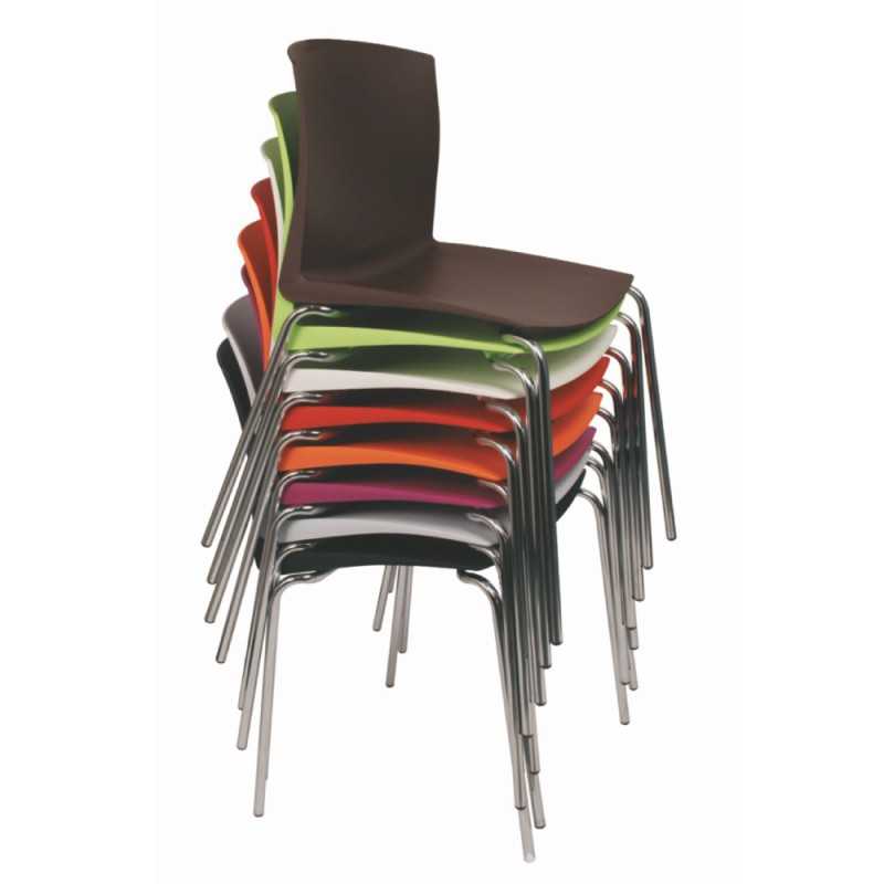 Sedia fissa impilabile NORA con monoscocca in polipropilene colorato