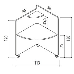 Home Office Elisa - Scrivania 80x80x75/130cm angolare su ruote - Colore Bianco