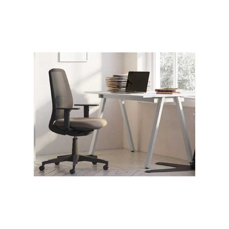Home Office Paolo - Scrivania 100x60x73cm gambe metalliche a cavalletto - Colore Stone Grey