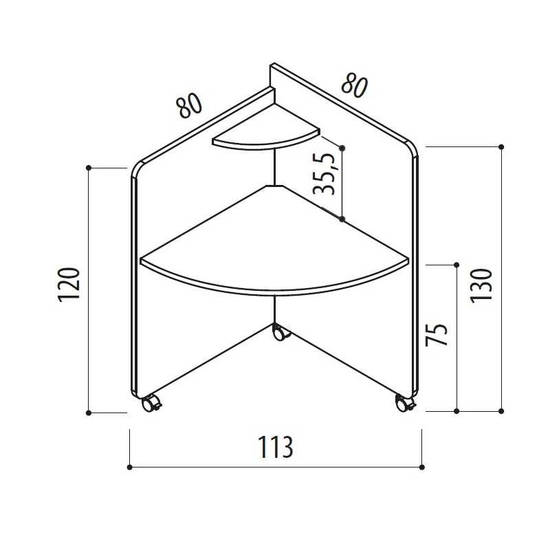 Home Office Elisa - Scrivania 80x80x75/130cm angolare su ruote - Colore Stone Grey