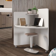 Home Office Elisa - Scrivania 80x80x75/130cm angolare su ruote - Colore Stone Grey