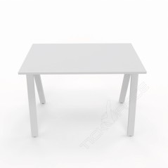 Home Office Paolo - Scrivania 100x60x73cm gambe metalliche a cavalletto - Colore Bianco