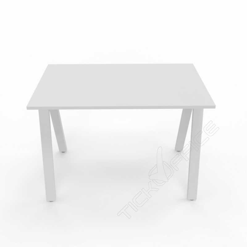 Home Office Paolo - Scrivania 100x60x73cm gambe metalliche a cavalletto - Colore Bianco