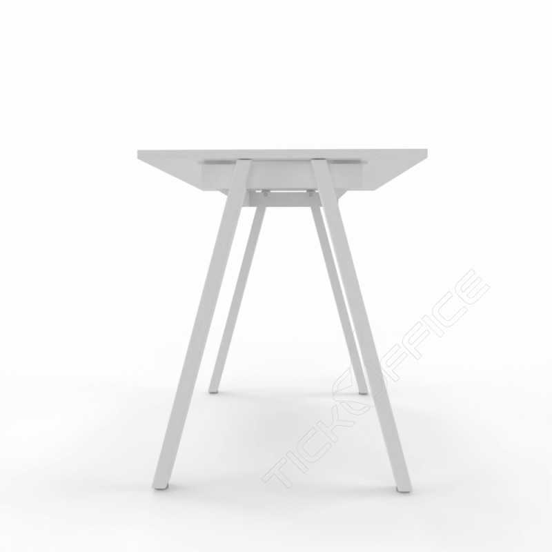 Home Office Paolo - Scrivania 100x60x73cm gambe metalliche a cavalletto - Colore Bianco