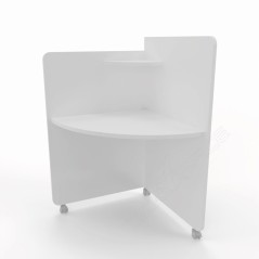 Home Office Elisa - Scrivania 80x80x75/130cm angolare su ruote - Colore Bianco