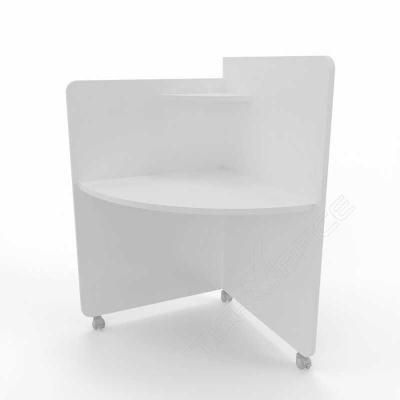 Home Office Elisa - Scrivania 80x80x75/130cm angolare su ruote - Colore Bianco