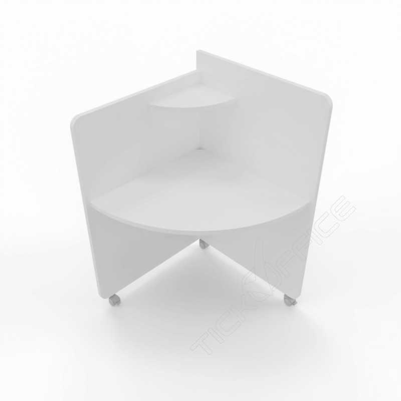 Home Office Elisa - Scrivania 80x80x75/130cm angolare su ruote - Colore Bianco