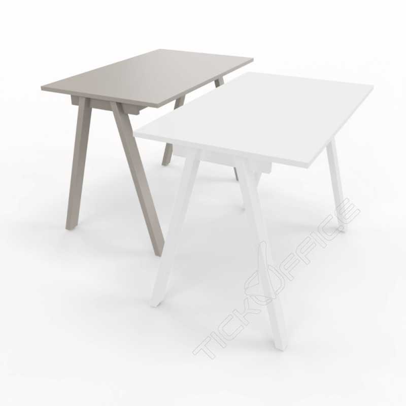 Home Office Paolo - Scrivania 100x60x73cm gambe metalliche a cavalletto - Colore Stone Grey