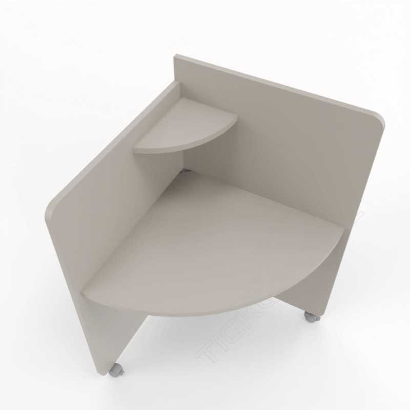 Home Office Elisa - Scrivania 80x80x75/130cm angolare su ruote - Colore Stone Grey