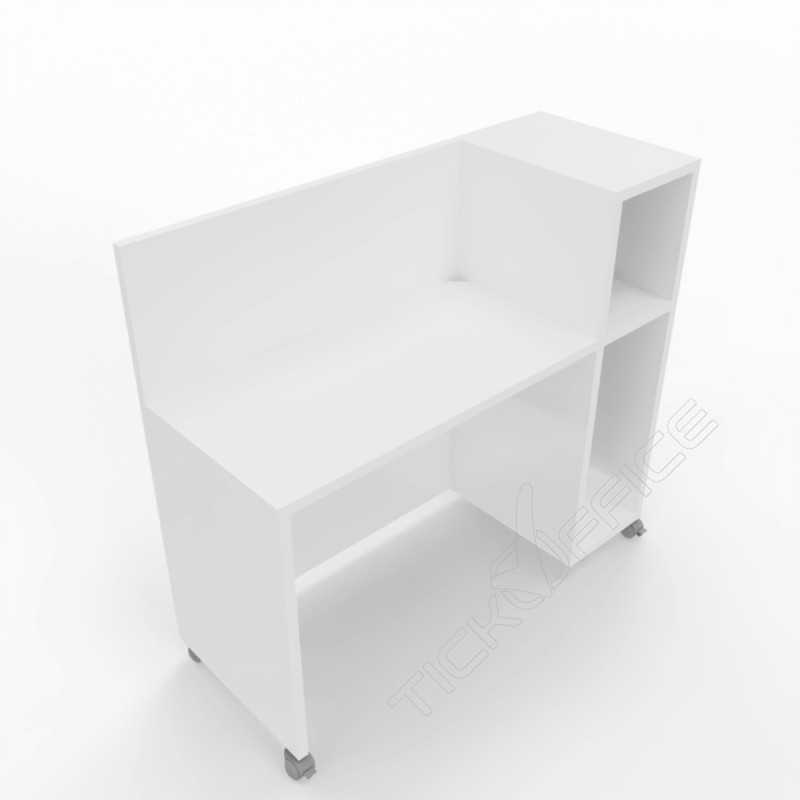 Home Office Gaia - Scrivania 120x47,5x75/110cm lineare su ruote con libreria e porta-cpu - Colore Bianco