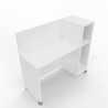 Home Office Gaia - Scrivania 120x47,5x75/110cm lineare su ruote con libreria e porta-cpu - Colore Bianco