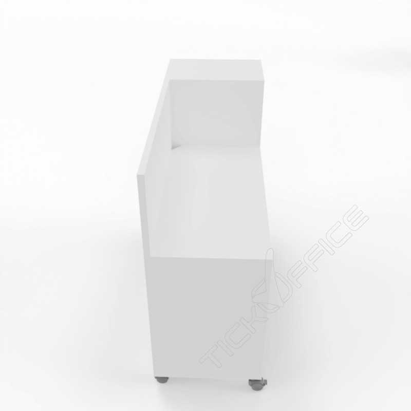 Home Office Gaia - Scrivania 120x47,5x75/110cm lineare su ruote con libreria e porta-cpu - Colore Bianco