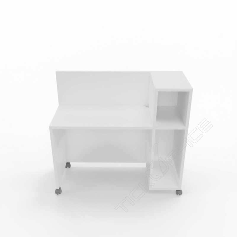 Home Office Gaia - Scrivania 120x47,5x75/110cm lineare su ruote con libreria e porta-cpu - Colore Bianco