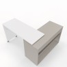 Home Office Bea - Scrivania angolare richiudibile 90° su ruote - Colore Stone Grey/Bianco