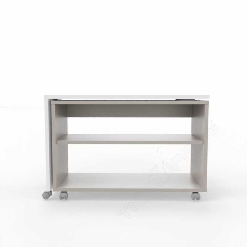 Home Office Bea - Scrivania angolare richiudibile 90° su ruote - Colore Stone Grey/Bianco