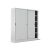 Armadio metallo ad ante scorrevoli 180x45x200H, 4+4 ripiani - Colore Grigio Chiaro