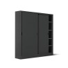 Armadio metallo ad ante scorrevoli 180x45x200H, 4+4 ripiani - Colore Nero