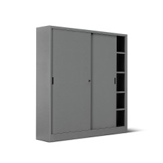Armadio metallo ad ante scorrevoli 180x45x250H, 5+5 ripiani - Colore Metallizzato - XXL