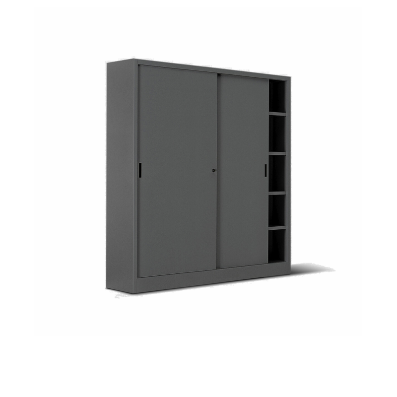 Armadio metallo ad ante scorrevoli 180x45x200H, 4+4 ripiani - Colore Antracite
