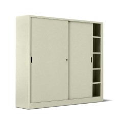 Armadio metallo ad ante scorrevoli 180x45x200H, 4+4 ripiani - Colore Sabbia