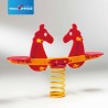 Gioco a molla 2 posti "Cavallone Tandem"  in polietilene da esterno per parchi, asili, ville e giardino