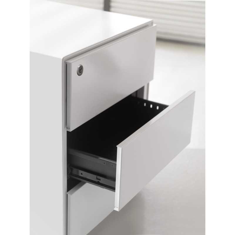 Cassettiera in metallo 3 cassetti 42,5x53x52H su ruote con apertura laterale per ufficio - colore Nero