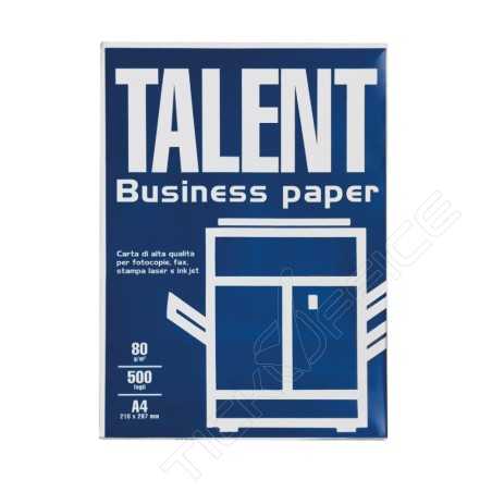 5 pz - Talent Business Paper - Carta Formato A4 - 21x29,7 500ff 80g/m - per ufficio, stampa e fotocopia