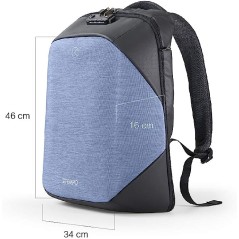 Tekniko big AZZURRO - Zaino Antifurto dimensioni 34 x 46 x 16 cm Intempo idrorepellente tecnico con serratura presa usb