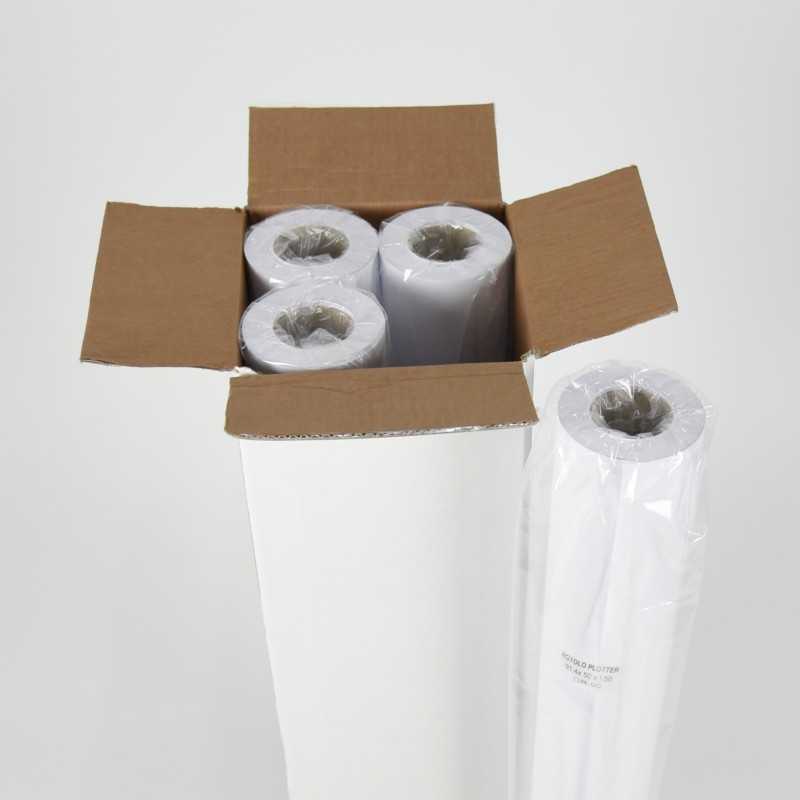 Conf. 4 Pz - Rotolo A2 Carta Plotter Naturale - (42,0cm x 50m) 90 g/mq