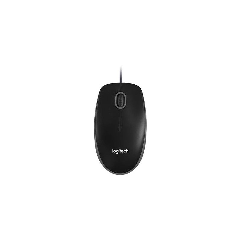 Logitech - B100 mouse usb ambidestro, 3 pulsanti, scorrimento a scatti, cavo 180cm