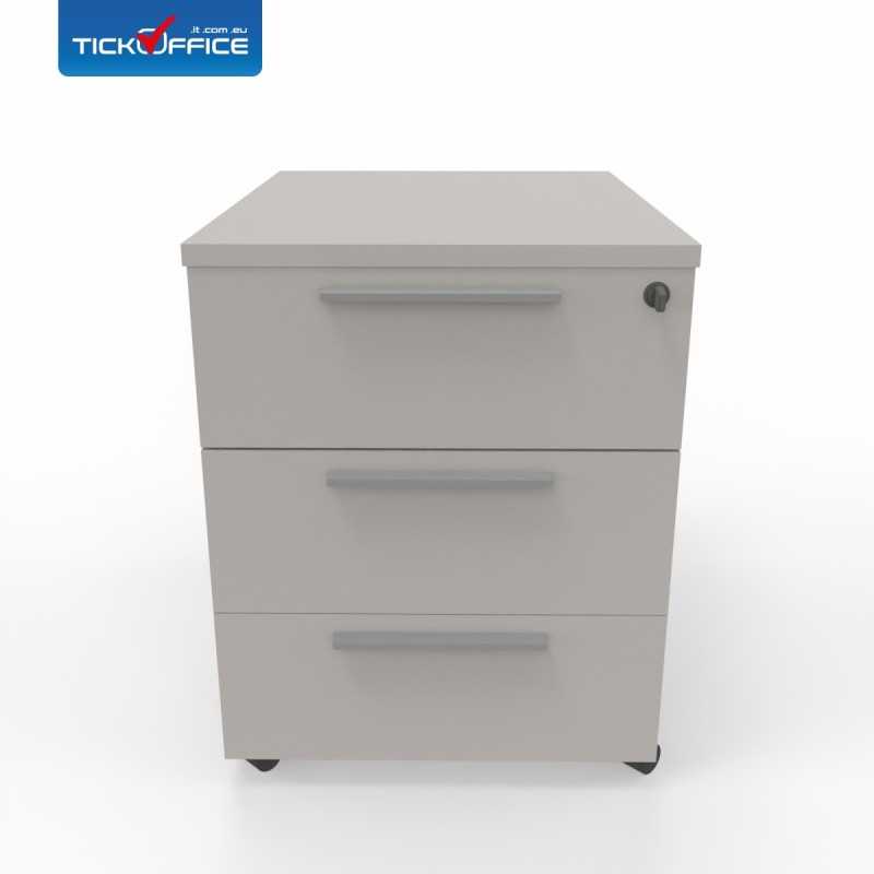 Cassettiera  3 cassetti 54,6x53,8x41,8 cm Grigio Dorian in legno su ruote