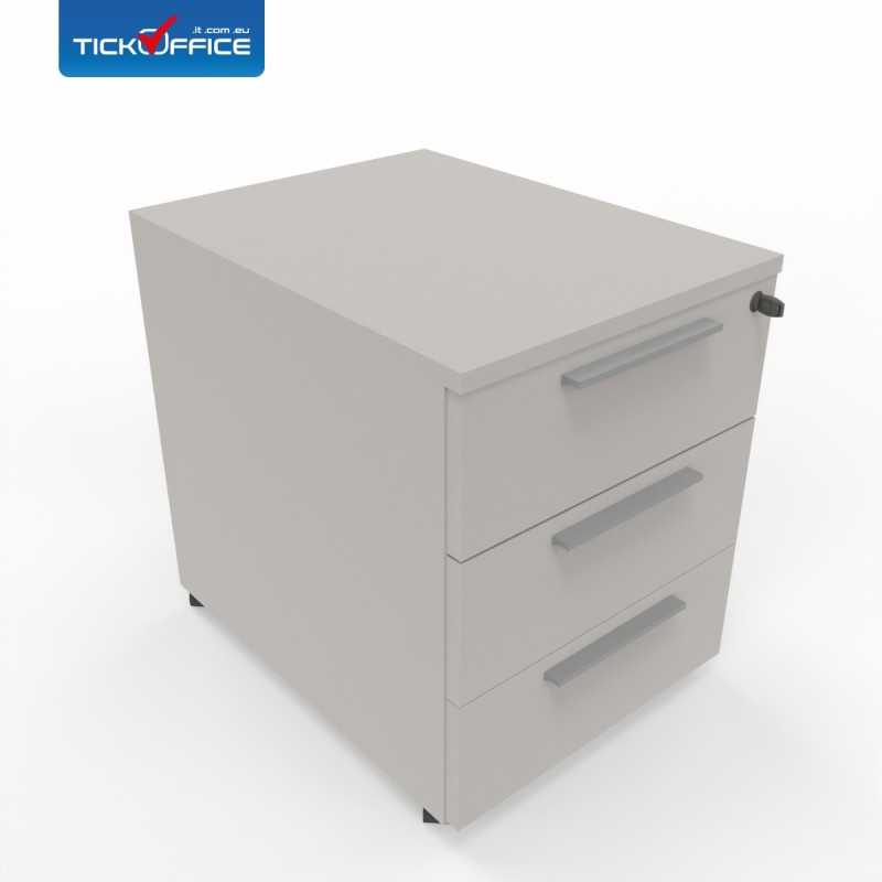 Cassettiera  3 cassetti 54,6x53,8x41,8 cm Grigio Dorian in legno su ruote
