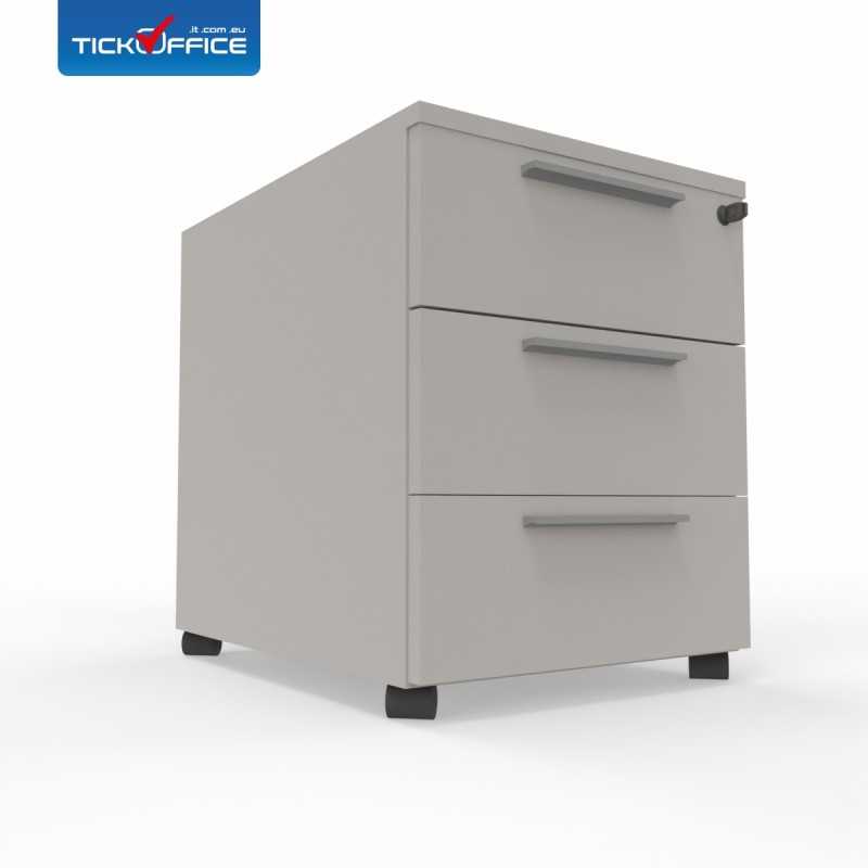 Cassettiera  3 cassetti 54,6x53,8x41,8 cm Grigio Dorian in legno su ruote