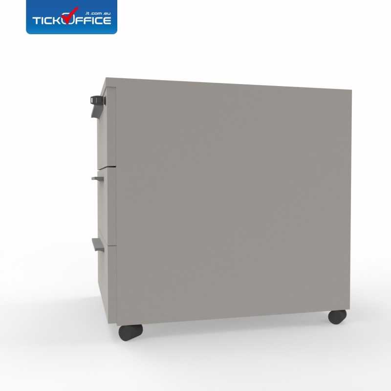 Cassettiera  3 cassetti 54,6x53,8x41,8 cm Grigio Dorian in legno su ruote