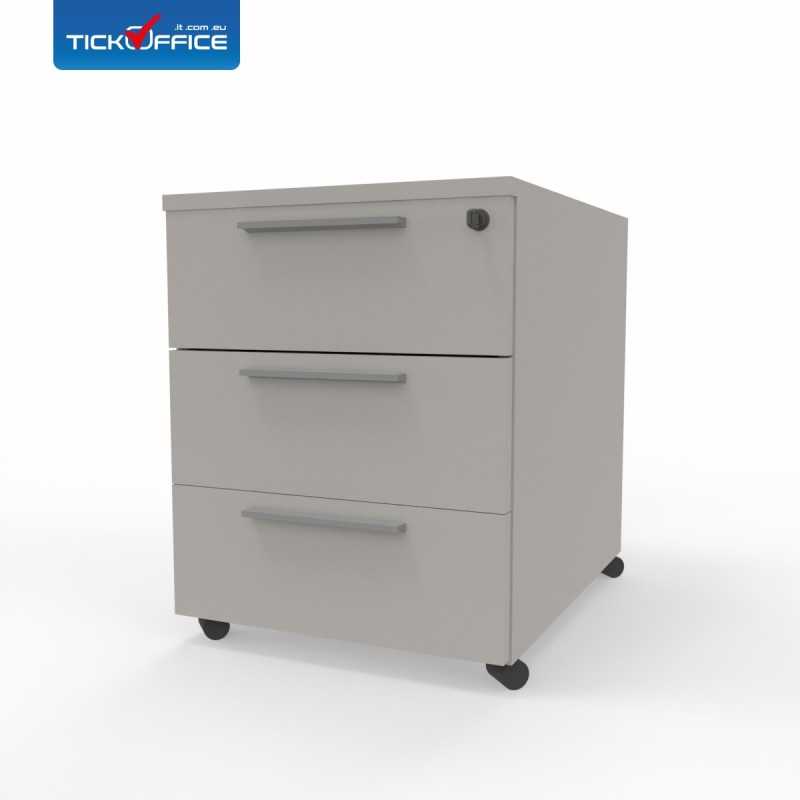 Cassettiera  3 cassetti 54,6x53,8x41,8 cm Grigio Dorian in legno su ruote