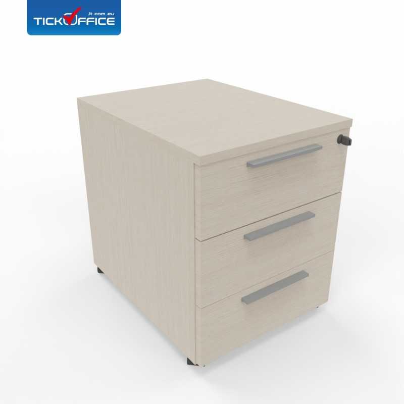 Cassettiera 54,6x53,8x41,8 cm Rovere Portofino in legno su ruote con 3 cassetti